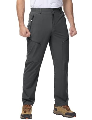 Image of Rdruko Mens Outdoor Trousers,Men Hiking Trousers,Mens Work Cargo Trousers,Men's Walking Trousers,Mens Summer Trousers,Mens Golf Trousers Dark Grey 38