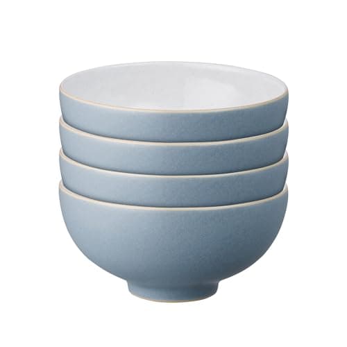 Image of Denby - Impression Blue Rice Bowls Set of 4 - Dishwasher Microwave Safe Crockery - Ceramic Stoneware Tableware