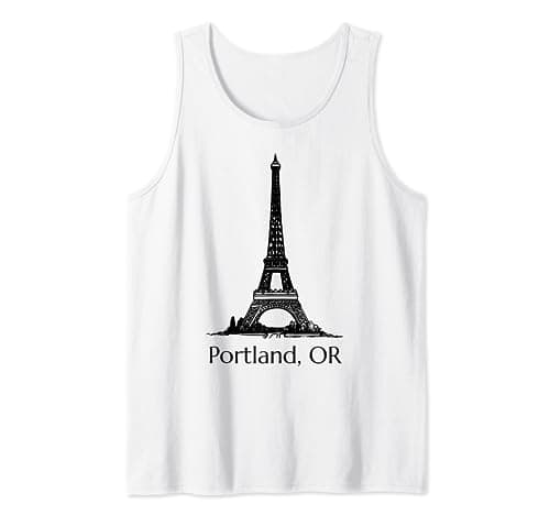 Image of Portland Oregon Bad Geography Stupid Humor Eiffel Towel Joke Tank Top