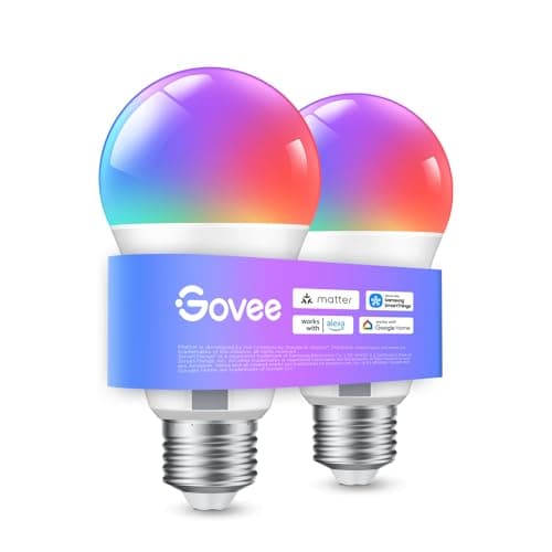 Image of Govee RGBWW Smart Bulb E27, Work with SmartThings, Matter, Alexa and Google Assistant, WiFi Alexa Light Bulbs E27, 9W, 800LM, Music Sync, 16 Million Colors, 54 Scenes, 2 Packs