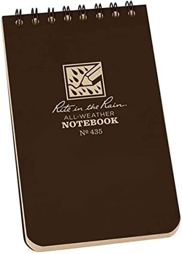 Image of Rite in the Rain Waterproof Paper Universal Pocket Top Wire Bound Spiral Notebook Brown 100 Pages 50 Sheets Imperial & Metric Ruler Universal Pattern 3 x 5 Inch