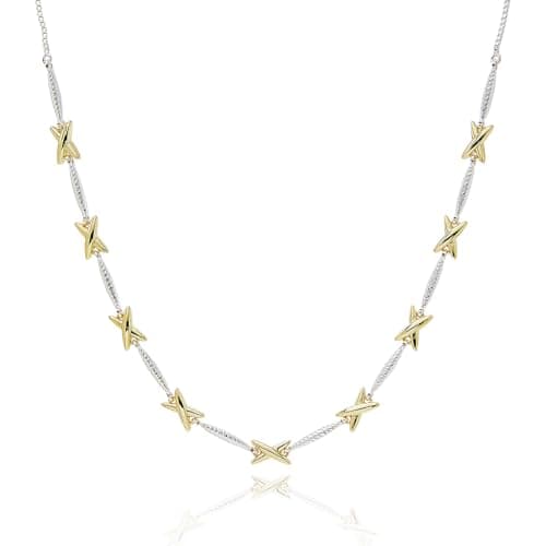 Image of equilibrium Kiss Silver Plated Necklace Collection – Contemporary, Pave, Two Tone & Heart Designs (Contemporary Two Tone)