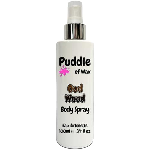 Image of Oud Wood Body Spray - 100ml Eau de Toilette (EDT) - Atomiser Mist - Aftershave Scent - Vegan Friendly - Puddle of Wax - Made in the UK