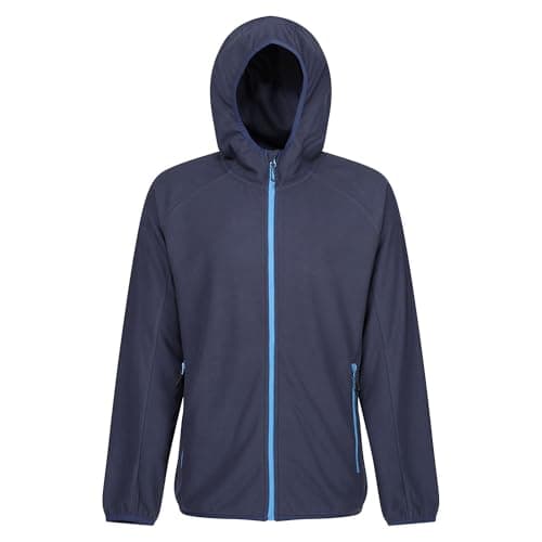 Image of Regatta Professional Men's Navigate Full Zip Fleece with Hood & Contrasting Zip, Lightweight Midlayer - Perfect for Outdoors, Walking & Hiking Navy