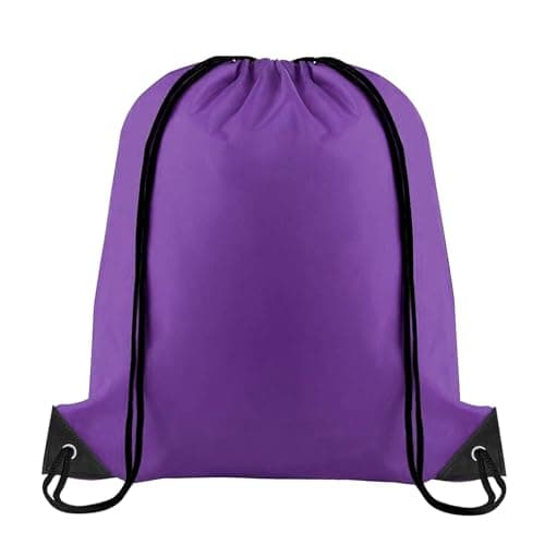 Image of Yoolly Drawstring Bags, PE Bags Drawstring Gym Bags String, Waterproof Sack for Mens Womens Kids, Drawstring Backpack for School, Sports, Travel, Swimming, Beach (Purple)