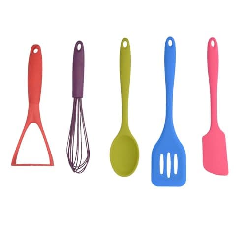 Image of Colourworks CWBRTOOLS5PC Silicone Kitchen Utensils Set, In Gift Box, Multi Colour, 5 Pieces
