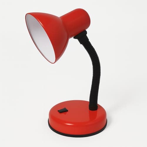 Image of BURAKH Simple Design Study Desk Lamp Flexible Neck E27 40W Table Lamp Without Bulb for Studying Book Reading - Desk Light Toggle Switch-Home Light (Red)