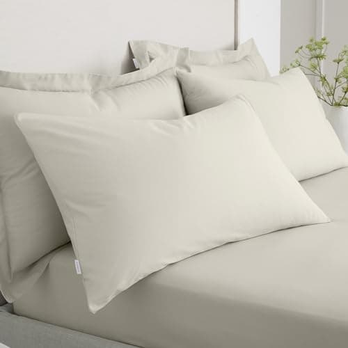 Image of Bianca 200 Thread Count Cotton Percale Standard Pillowcase Pair Natural