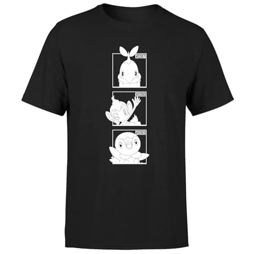 Image of Pokemon Generation 4 Monochrome Starters Men's T-Shirt - Black 5XL