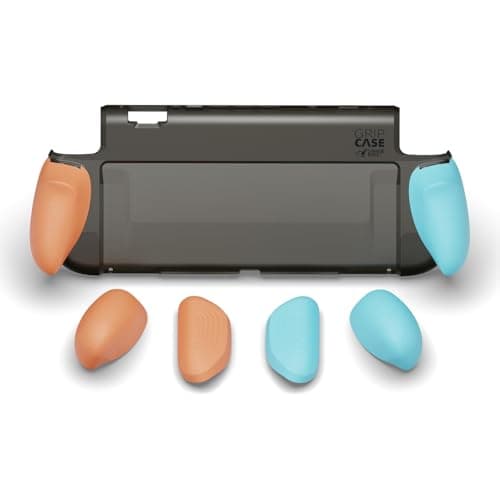 Image of Savage Raven by Skull & Co. GripCase for Nintendo Switch 2: Dockable Soft Protective Case with Replaceable Grips [to fit all hands sizes], Neon Blue & Red