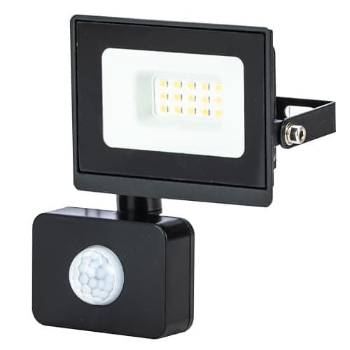 Image of Status Padua 10W LED Floodlight with PIR Motion Sensor, Slimline Outdoor Security Light for Gardens, Pathways and Entrances, Black (S10WSFLGPIR1PKB6)