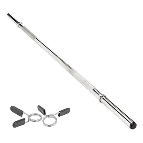Image of Body Revolution Barbell Bar - 1.2m Weight Lifting Bar for 1 Inch Standard Weights Plates - Barbell for Bench Press, Curls, Deadlift and Powerlifting Spinlock or Spring Collar (1.2m Spring Collar)