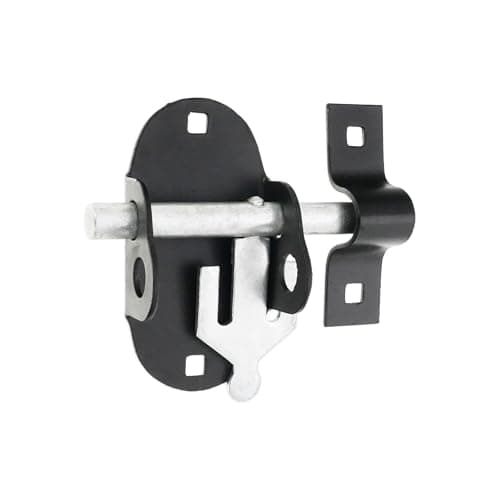 Image of 4 Inch 100mm Epoxy Black Heavy Duty Iron Oval Pad Lock Latch Bolt Lock Ideal for – Barn Door, Garden Gate, Shed Doors Wooden Gates Garage Gates