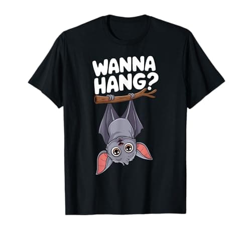 Image of Wanna Hang Cute Bat Funny Spooky Halloween Humor T-Shirt