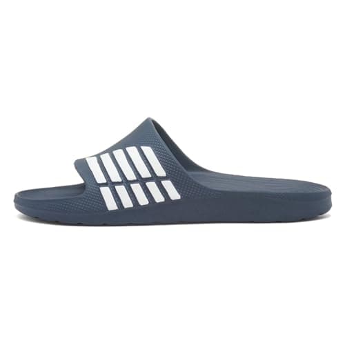 Image of Shoe Zone - Adults Navy & White Stripe EVA Slider - Size 9 UK - Blue