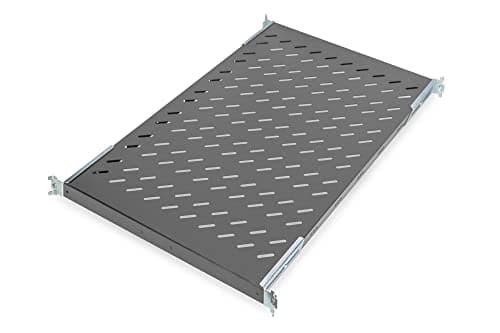 Image of DIGITUS Shelf - Variable depth - For fixed installation - 19-inch - 1U - Load capacity 50 kg - For network and server cabinets - From 1000 mm cabinet depth - Black