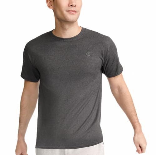 Image of Champion Men's Classic Everyday Soft, Comfortable T-Shirt (Regular or Big & Tall), Granite Heather - C Logo, 4XL Big