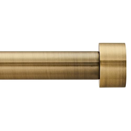 Image of Curtain Pole End Cap Finials 1 inch diameter Antique Brass Adjustable Curtain Rod 76 to 210 cm 3 piece curtain brackets. 30 to 84" Extendable curtain poles for Living room, Bedroom, Kitchen room.