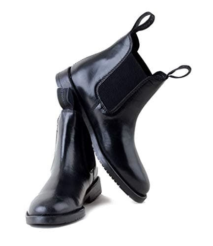 Image of Rhinegold COMFEY CLASSIC LEATHER JODHPUR BOOTS FOR WOMEN - Traditional Horse Riding Boots - No Zippers, Easy On/Off, Elastic Sides (Black, Size EU 41, UK 7)