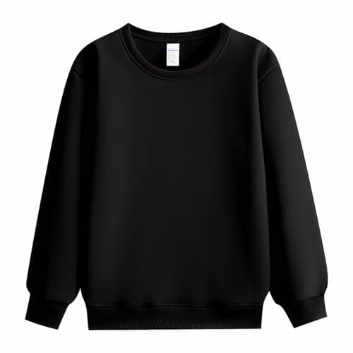 Image of Yufennie Kids Fleece-Lined Sweatshirt | School Uniform Jumper for Boys & Girls Black