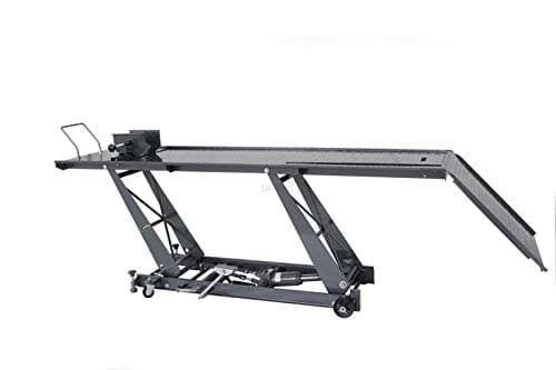 Image of SwitZer 1000lb/453Kg Hydraulic Motorcycle Lift Table 2200x680mm With Ramp Workshop Motorbike Jack Extra Large