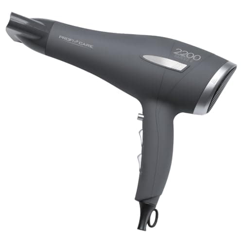 Image of ProfiCare PC-HT 3045 Professional Hair Dryer, Hair Dryer with Soft-Touch Housing and Overheating Protection, Cool Shot, 3 Power Levels, Includes 2 Replacement Filters, 2200 Watt, Anthracite/Silver