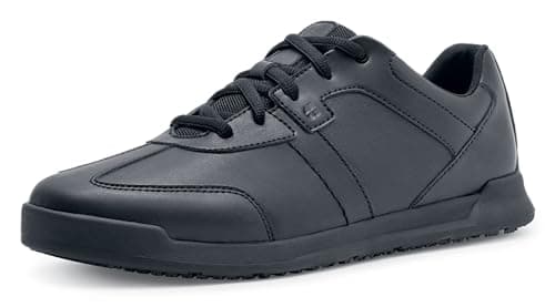 Image of Shoes for Crews Men's Vegan Leather Slip-Resistant Work Sneakers – Comfortable, Water-Repellant, Non-Slip, Removable Insoles, Ideal for Restaurant Catering Kitchen, Chef-Footwear – Freestyle II Black