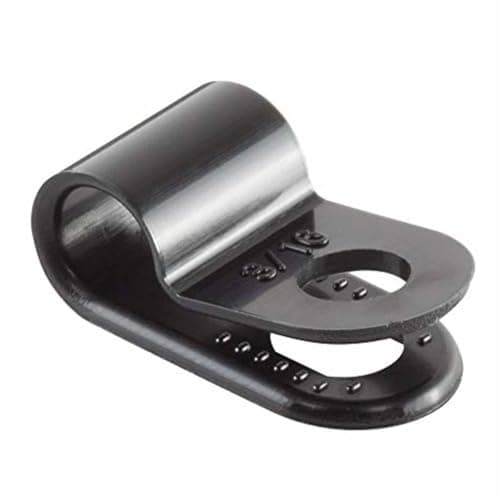 Image of 100 Pack of Black Nylon P-Clips, 5.0mm (3/16”) Diameter, Plastic Cable Clips,plastic clips