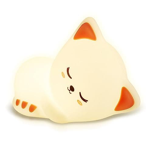 Image of groov e Cuties - Sophie Kitten - Colour Changing LED Night Light with 30/60 Minute Timer - 7 Colours - Tap to Use - Rechargeable 12-Hour Battery or USB Powered - for Babies, Toddlers & Children