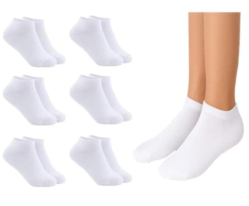 Image of A2Z 4 Kids 6 Pack Girls Boys Plain Trainer No Show - Socks AZ750 White 6 Pack 3-6