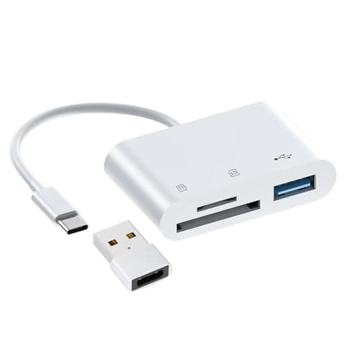 Image of USB C SD Card Reader, Type C Card Reader with Dual Slot and USB Port Memory Card Reader, USB C to SD Card OTG Adapter for iPhone 15 16/iPad/MacBook/Mac/Android, and More Type-C Devices, Plug and Play