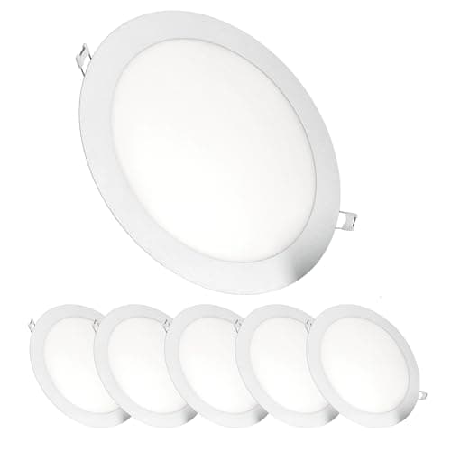 Image of JANDEI – Pack of 6 Round Recessed LED Downlights, 18W, 1500 Lumens, Extra-Flat 13 mm, Mounting Hole Ø200-205 mm, Warm White 3000K with Transformers Included
