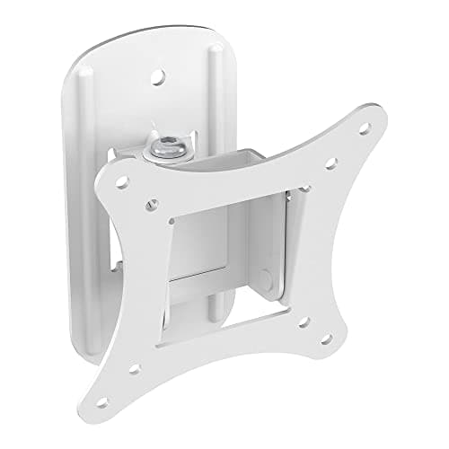 Image of MAHARA Tilt & Turn TV Wall Bracket - TV Wall Mount for 13" – 27" TVs - TV Brackets with VESA Wall Mount Compatibility 75x75mm – 100x100mm - TV Wall Brackets Support Max 10kg - White TV Bracket
