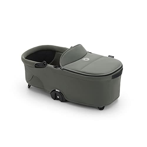 Image of Bugaboo Dragonfly Bassinet, Carrycot with Aerated Mattress and Apron, One Hand Easy Fold with Pram in Any Position, Compatible Dragonfly City Stroller, Forest Green