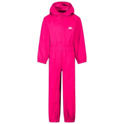 Image of Trespass Unisex Kids Rainsuit Button - Grown on Hood, Elasticated Cuffs and Ankles, Elasticated Side Waist, Full Body Length Zip, Waterproof