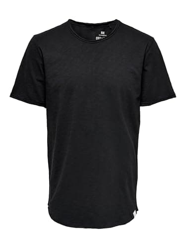 Image of ONLY & SONS Mens Onsbenne Life Longy Tee Nf 7822 T-Shirt, Black, L UK