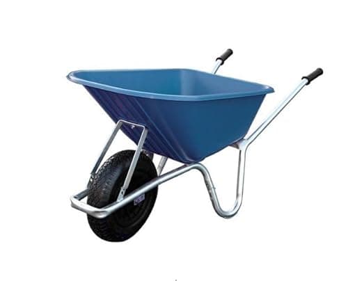 Image of Big Mucker 100 Litre Plastic Wheelbarrow | Heavy Duty Garden & Farm Wheelbarrow with Pneumatic Wheel, Steel Frame, and Comfortable Handles for Stable, DIY, and Agricultural Use | Blue