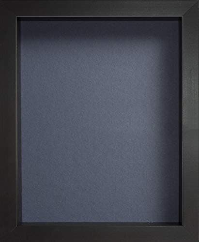 Image of Radcliffe Black Wooden Deep 3D Box Frame 20x16 inch, Dark Blue Backing Board * Choice of Sizes* Fitted with Real Glass