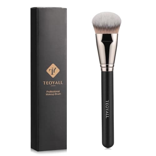 Image of TEOYALL Flat Angled Foundation Brush, Large Dense Synthetic Bristles Kabuki Brush for Base Makeup with Liquid Cream
