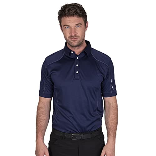 Image of Island Green IGTS1648 Mens Top Stitch Performance CoolPass Golf Polo Shirt, Navy, M