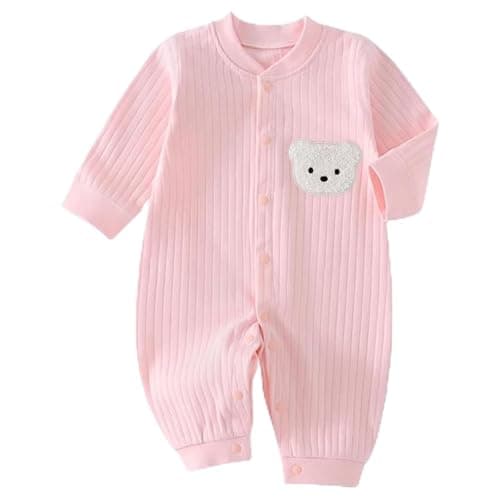 Image of KeCool Baby Grow Onesies, 100% Cotton Soft Newborn Girl Baby Bodysuit Clothes Cute Bear Infant Outfit Clothes, Breathable Long Sleeve Babygrow Outfit Newborn Onesies for Girls (Pink, 3-6 Months)
