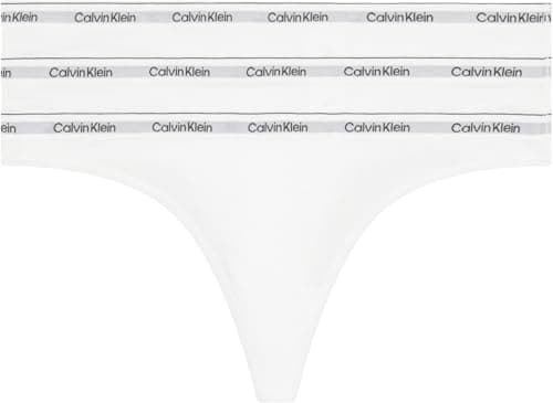 Image of Calvin Klein Women's 3 Pack Modern Logo Thongs, White (White/White/White), S