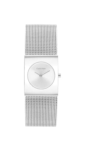 Image of Calvin Klein Two Hand Quartz Movement Watch for Women CK Pulse Collection with Silver Stainless Steel Mesh Bracelet - 25100135
