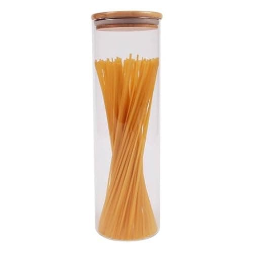 Image of ORNAMI Airtight Glass Pantry Storage Canister Jar with Bamboo Lid | BPA-Free, Clear Kitchen Storage Jar (1 pcs, 2L)