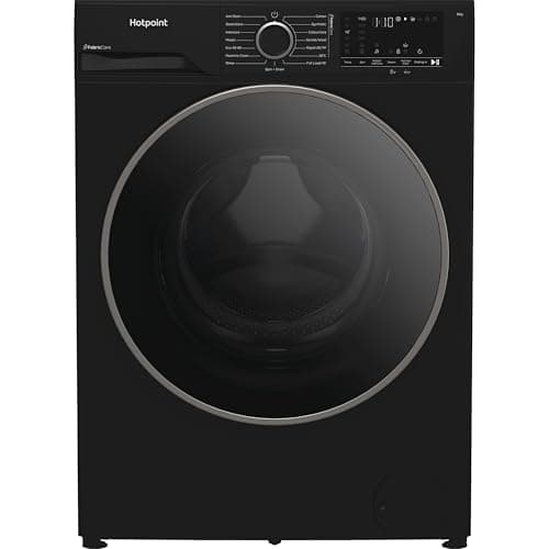 Image of Hotpoint Front Loading Washing Machine, 9 kg, 1400 RPM, A Rated, SteamCare, Anti-Stain, Child Lock, LED Display, 84.5x60x58 cm (Black)
