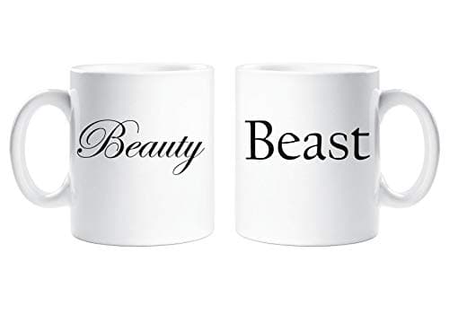Image of 60 Second Makeover Limited Beauty and Beast Couples Mug Set Parents Present Husband Wife Boyfriend Girlfriend Valentines Gift Christmas Anniversary