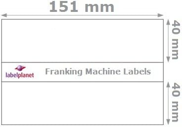 Image of Label Planet® 2 Per Sheet, 500 Sheets (1000 Franking Machine Labels) White Matt Manual Feed/Hand Fed Doubles, 151 x 40 MM, Compatible with Machines Including E700, E725, E726, E769, E740, G700, G7UK