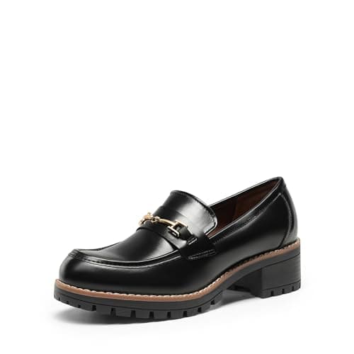 Image of DREAM PAIRS Women's Loafers, Platform Comfortable Slip-On Dressy Business Casual Moccasin Shoes,Size 6,Black-Pu,SDLS2410W