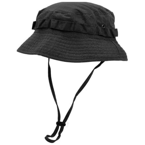 Image of RALSPEC Black Bucket Hat Bush Jungle Short Brim British Army Military Sun Cap Cadet Airsoft Boonie