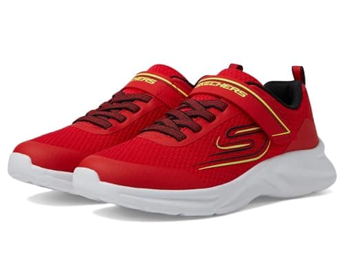 Image of Skechers Boy's Dynamatic Swift Tread Sneakers, Red Textile/Red Synthetic/Black & Yellow, 1.5 UK Child